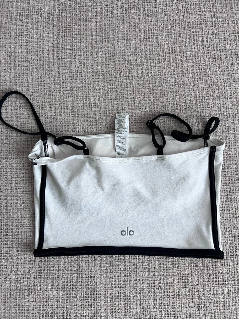 ALO Yoga White Bralette with Black Trim